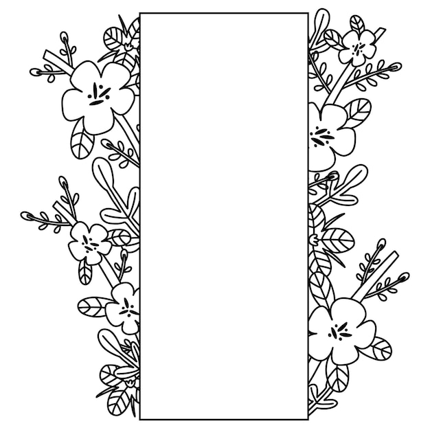 Vector outline flower bacopas border for text in vector doodle style