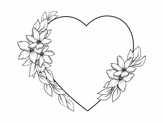 Vettore contorno bouquet di fiori valentine line art