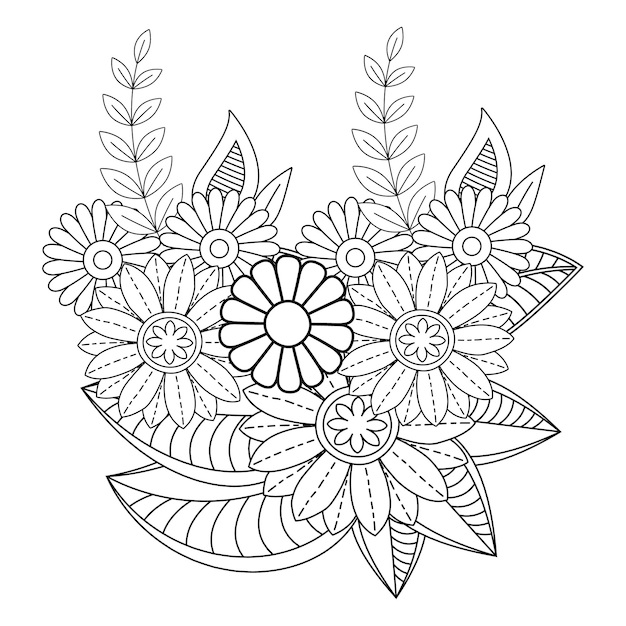 Outline flower coloring mandala page