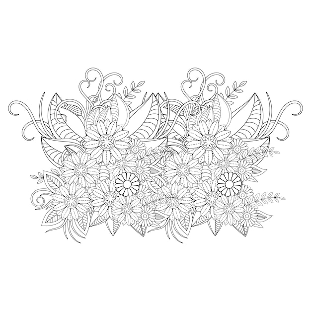 Outline flower coloring mandala page