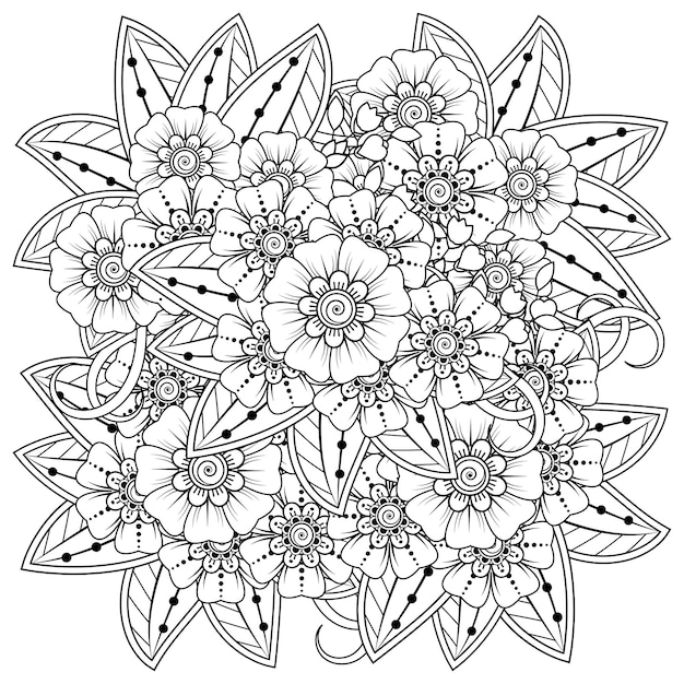 Outline flowers in mehndi style.