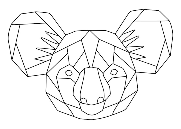 Vector outline geometry koala vector illustration contour drawing animal isolated on white background fau