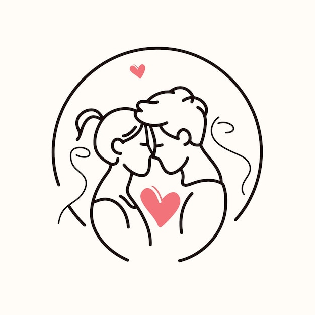 Outline graphic of love couple isolated background symbol