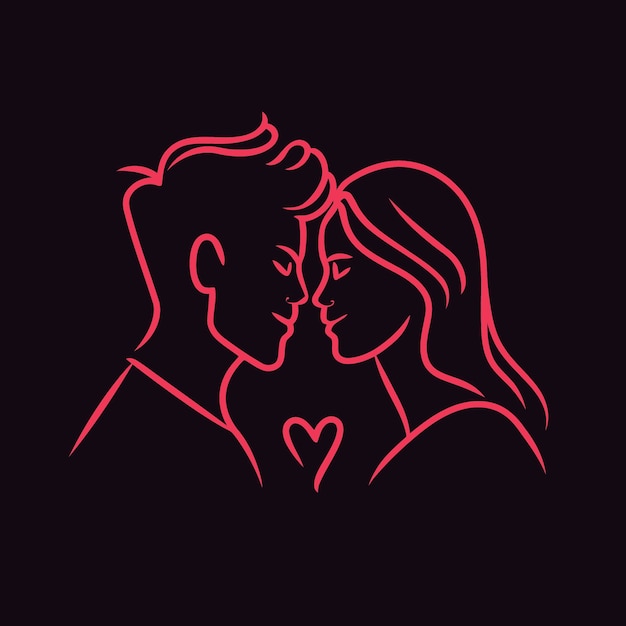 Vector outline graphic of love couple isolated background symbol