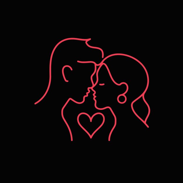Vector outline graphic of love couple isolated background symbol