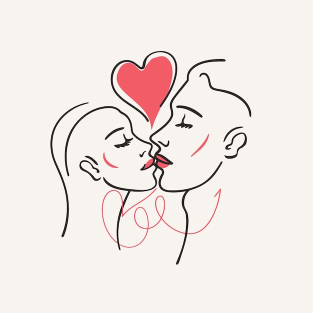 Vector outline graphic of love couple isolated background symbol