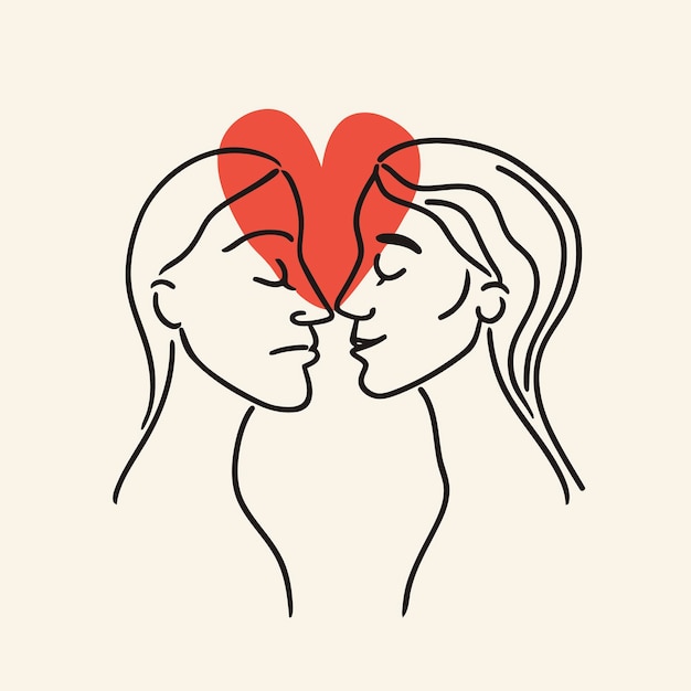 Vector outline graphic of love couple isolated background symbol