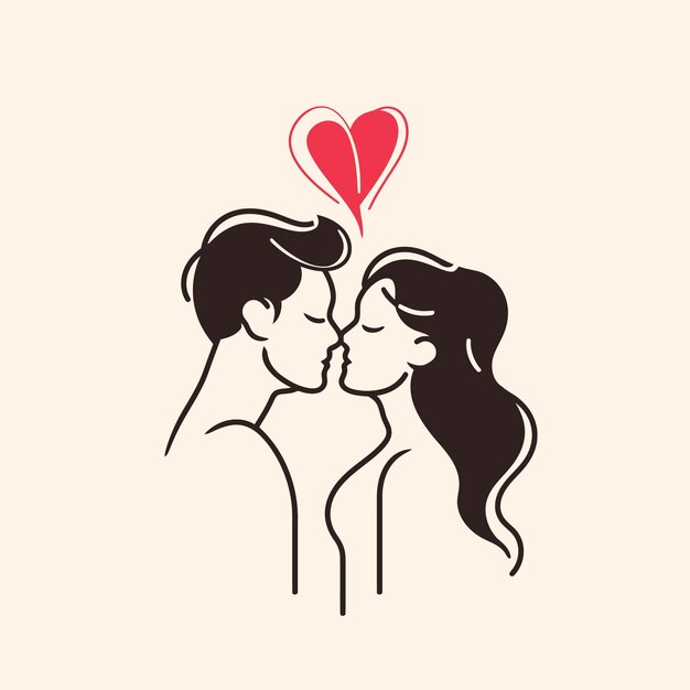 Vector outline graphic of love couple isolated background symbol