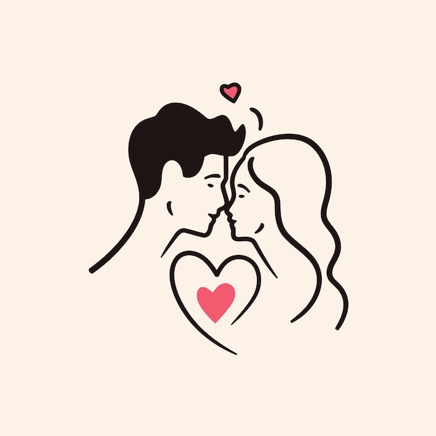 Vector outline graphic of love couple isolated background symbol