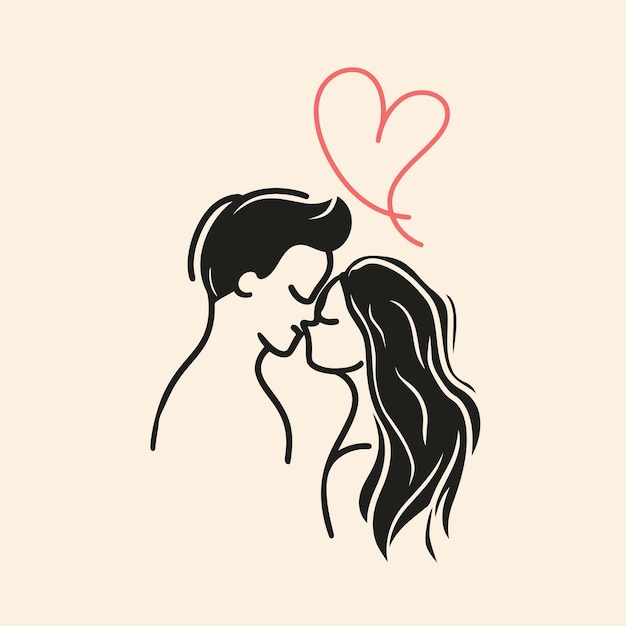 사랑의 커플의 윤 그래픽 고립 된 배경 기호