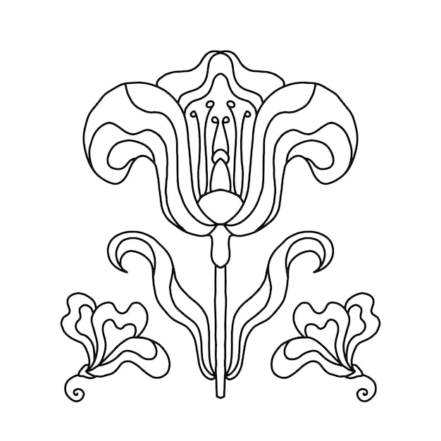 Вектор Контур нарисованного вручную векторного цветка мандалы. раскраска для взрослых для релаксации в стиле дзен-клубок.