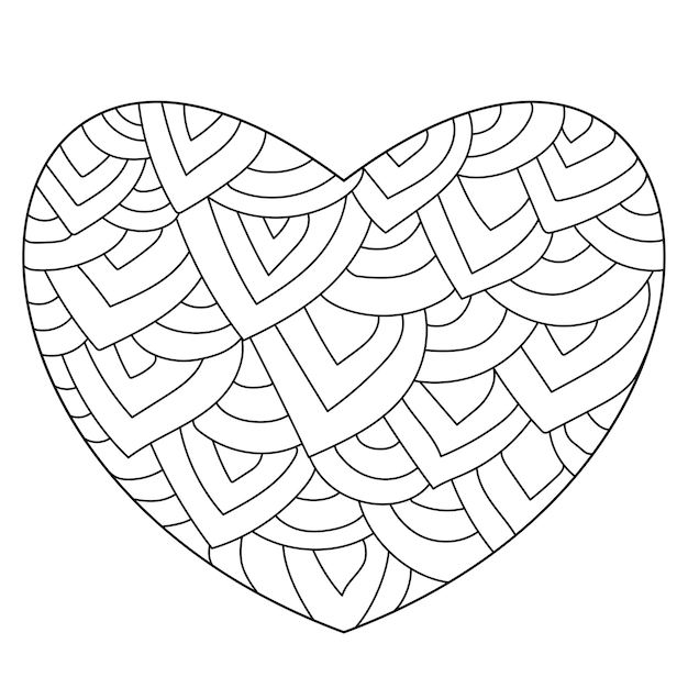 Outline heart with ornate arcs and corners coloring valentine's day page