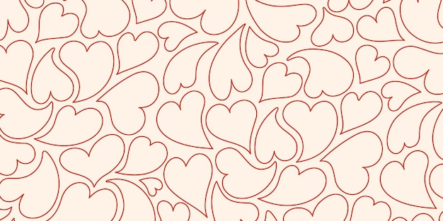 Vector outline hearts seamless pattern valentines day love concept vector illustration on isolated