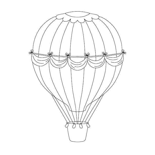 Вектор Контур воздушного шара линейная иллюстрация, выделенная на белом для раскрашивания книги