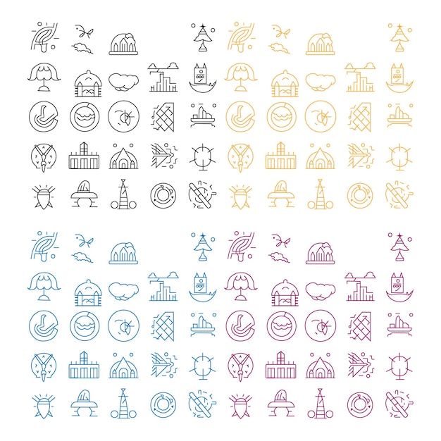 Outline icon collection Vector illustration Outline vector set