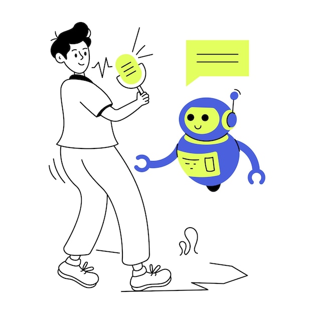 An outline icon of robot assistant