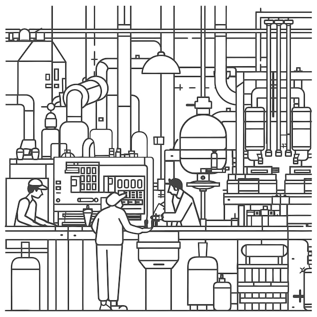 Outline illustration Celebration of International Workers Day or Labor Day Work happily and safely