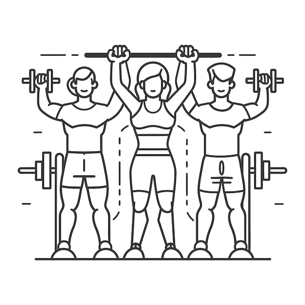 Outline illustration Celebration World Health Day exercise or workout the fitness system at the gym