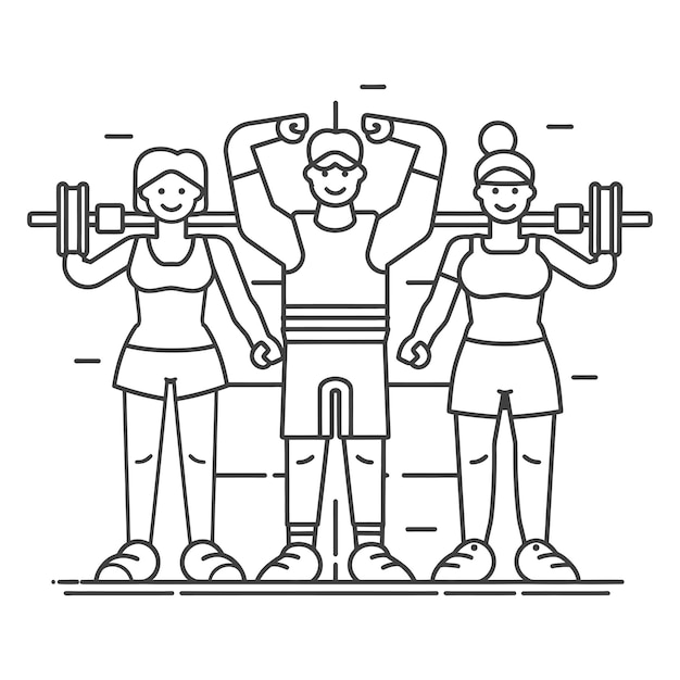 Outline illustration Celebration World Health Day exercise or workout the fitness system at the gym