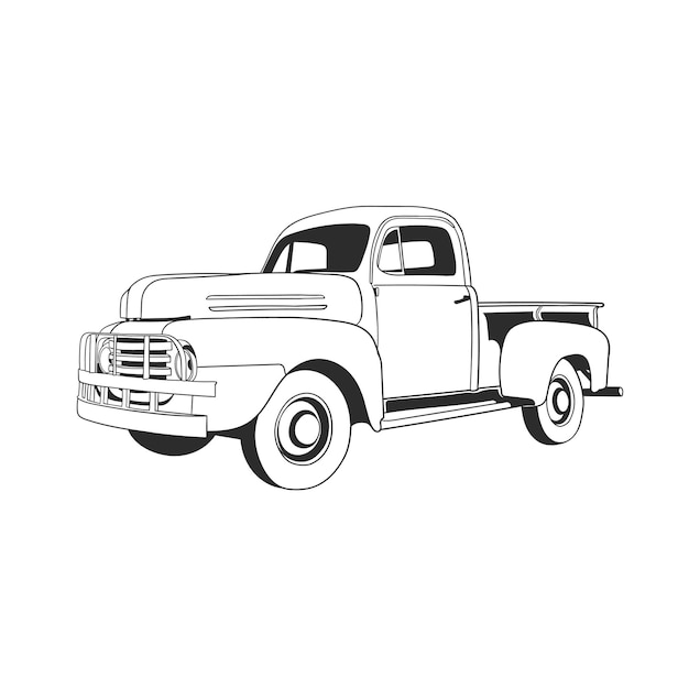 Vector outline illustration design of a vintage car 18