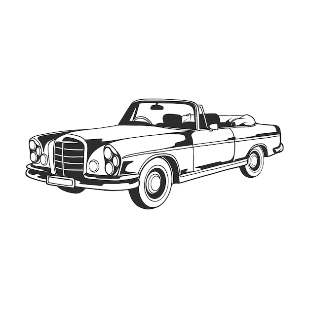Контурная иллюстрация дизайна старинной машины 48