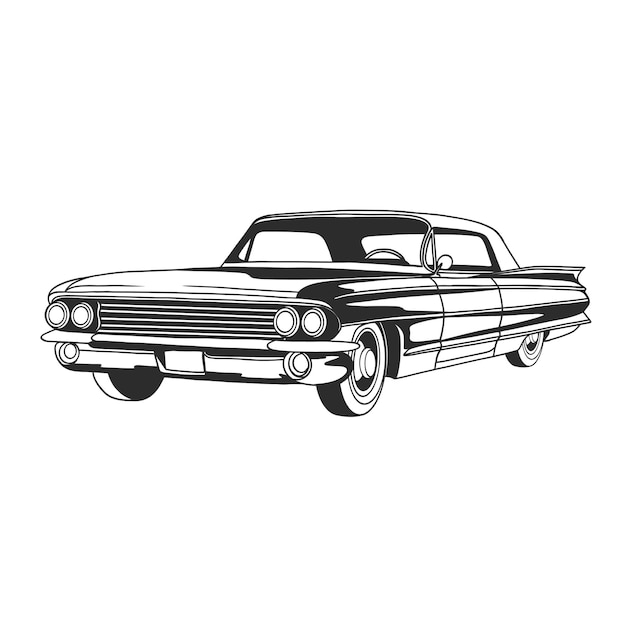 Premium Vector | Outline illustration design of a vintage car 49