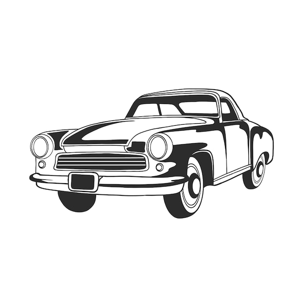 classic car coupe, vector art, monogram, isolated, black, graphic, hand  drawing vector illustration logo clip art. Download a Fre… | Retro vector,  Car, Classic cars