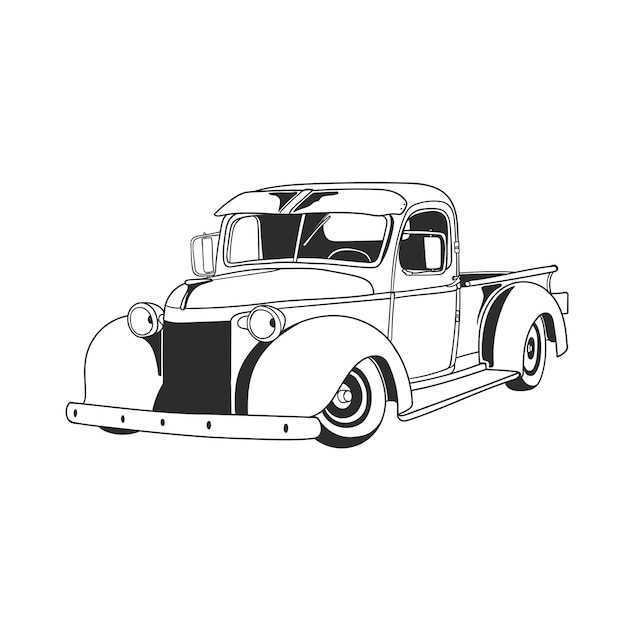 Очерк иллюстрации дизайна старинной машины 7