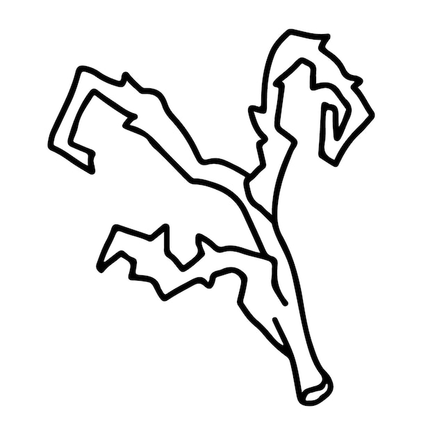 Outline illustration of dried branch in doodle style