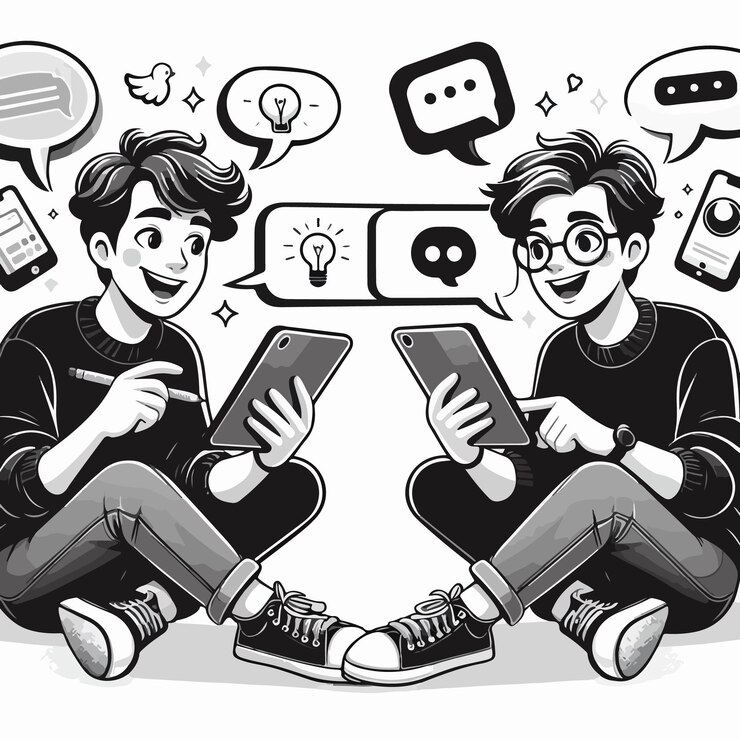 Vector 온라인 디지털 콘텐츠 제작자 추상 개념 배너 소셜 포스트 스타일의 개요 일러스트레이션