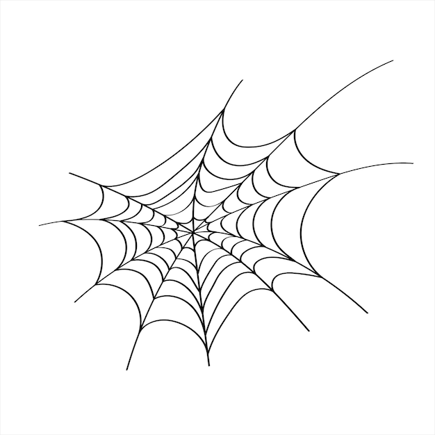 Outline illustration of a simple Halloween spider web, isolated object on the white background