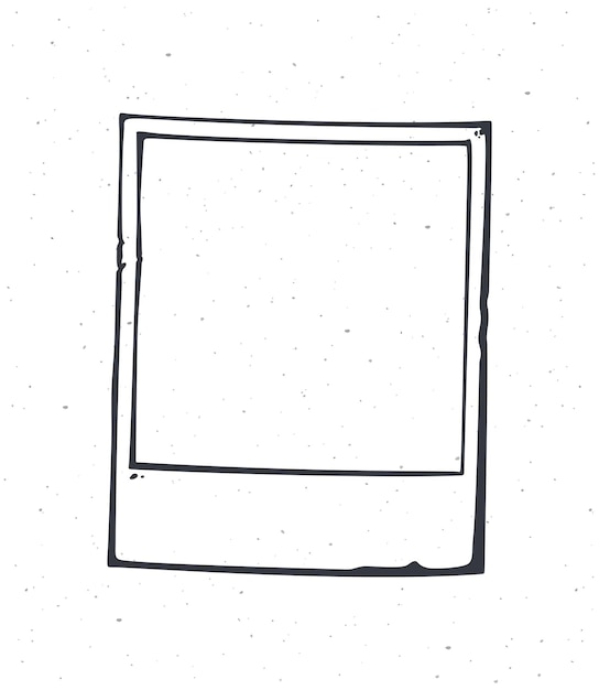 Outline of instant photo frame Vector illustration Empty retro photo card Hand drawn ink sketch