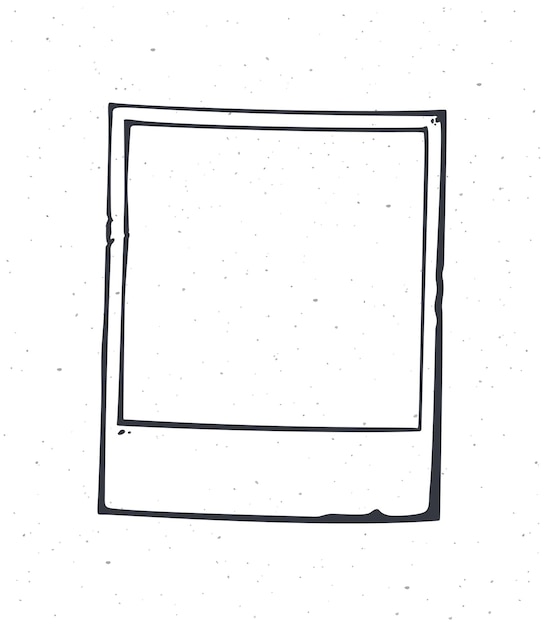 Outline of instant photo frame vector illustration empty retro photo card hand drawn ink sketch