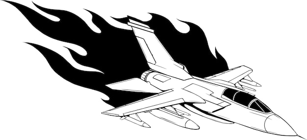 Vector outline jet fighter vector design