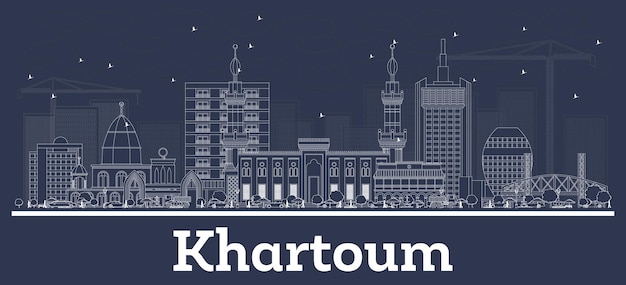 Outline Khartoum Sudan City Skyline with White Buildings