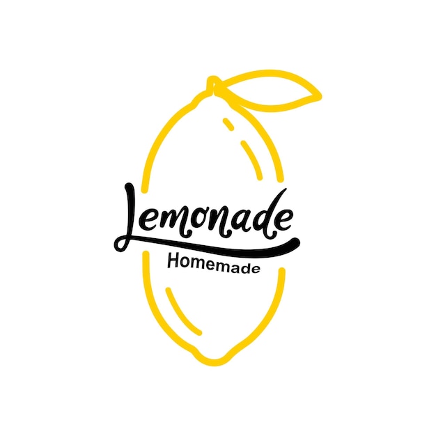 Delineare il vettore di disegno del logo con lettere di limone e limonata