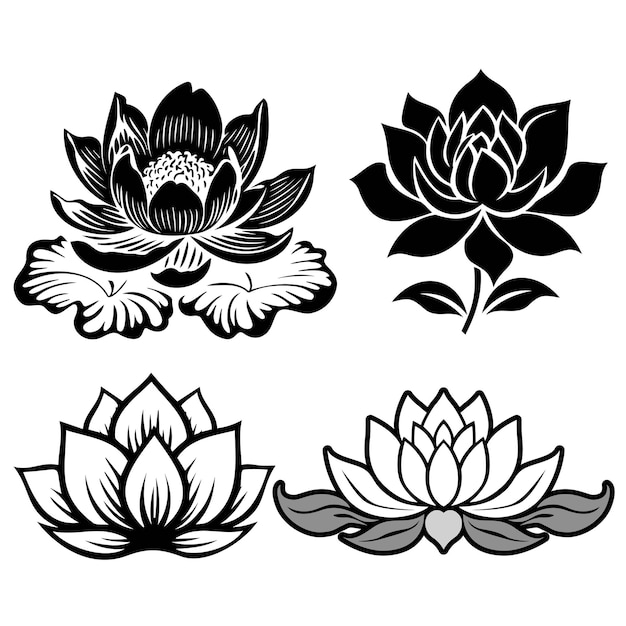 Outline lotus bloem tatoeage stijl