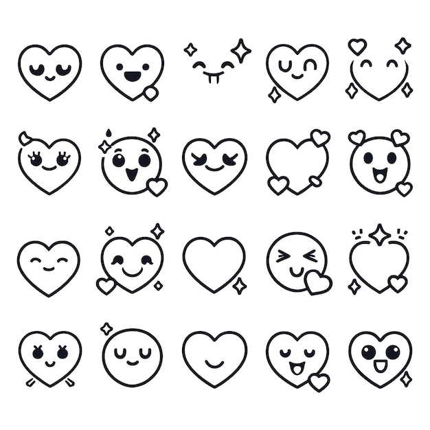 Outline love icon collections vector illustrations
