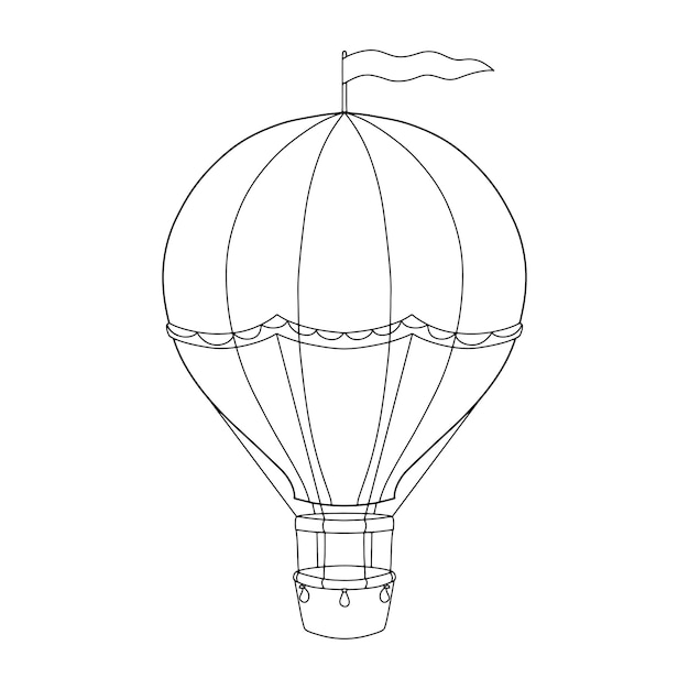 Outline luchtballon Lijnillustratie geïsoleerd op wit voor kleurboek