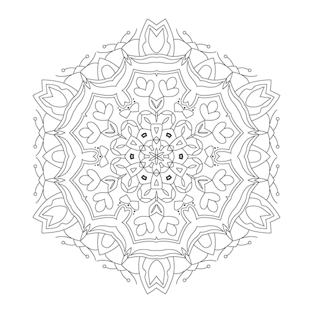 Mandala di contorno per libro da colorare, modello di terapia antistress, ornamento rotondo decorativo