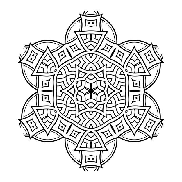 Outline mandala for coloring book, anti-stress therapy pattern, decorative round ornament