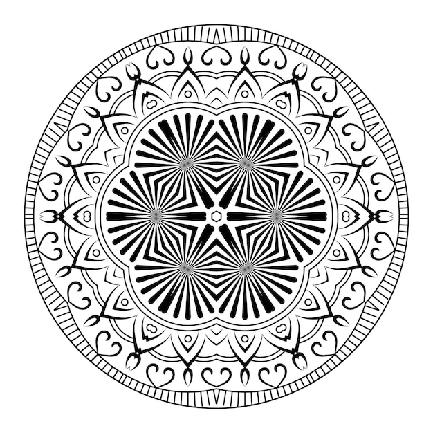 Outline mandala for coloring book, anti-stress therapy pattern, decorative round ornament