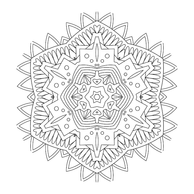 Mandala di contorno per libro da colorare, modello di terapia antistress, ornamento rotondo decorativo