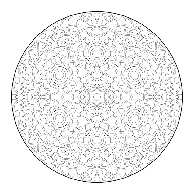 Outline mandala for coloring book, anti-stress therapy pattern, decorative round ornament