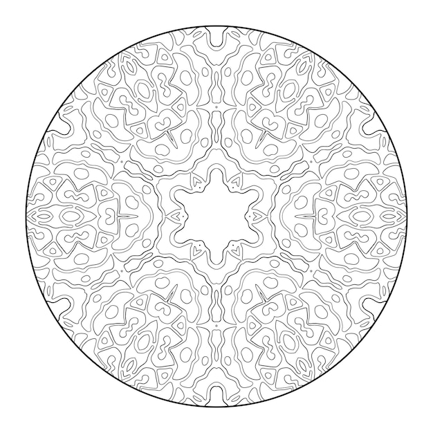 Outline mandala for coloring book, anti-stress therapy pattern, decorative round ornament