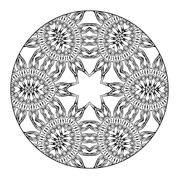 Outline mandala for coloring book, anti-stress therapy pattern, decorative round ornament