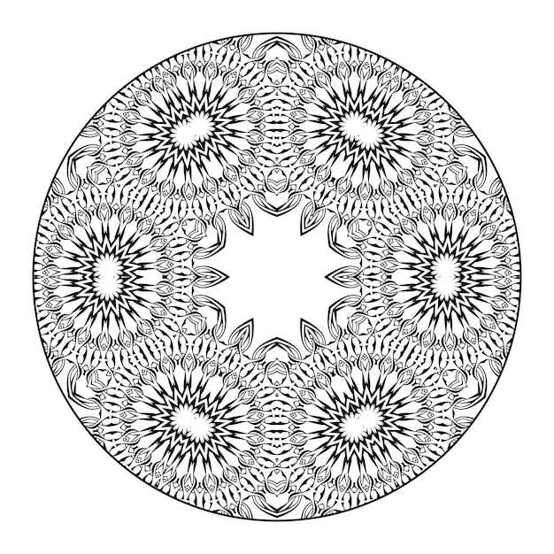 Outline mandala for coloring book, anti-stress therapy pattern, decorative round ornament