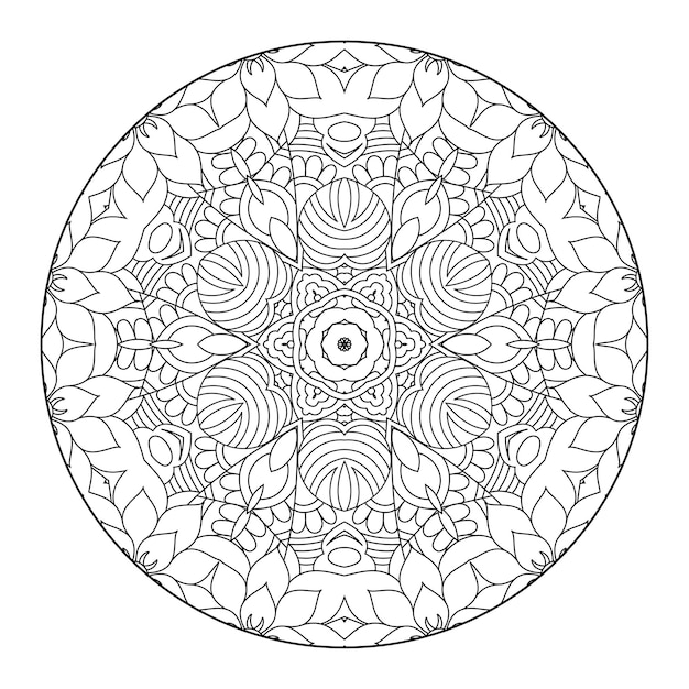 Outline mandala per libro da colorare. ornamento decorativo rotondo. modello di terapia antistress