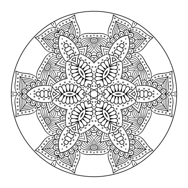 Vettore outline mandala per libro da colorare. ornamento decorativo rotondo. modello di terapia antistress