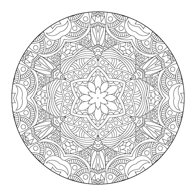 Outline mandala per libro da colorare. ornamento decorativo rotondo. modello di terapia antistress